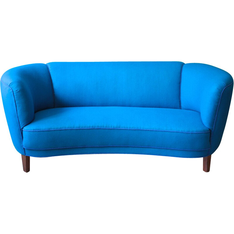 Scandinavian Banana blue sofa - 1940s