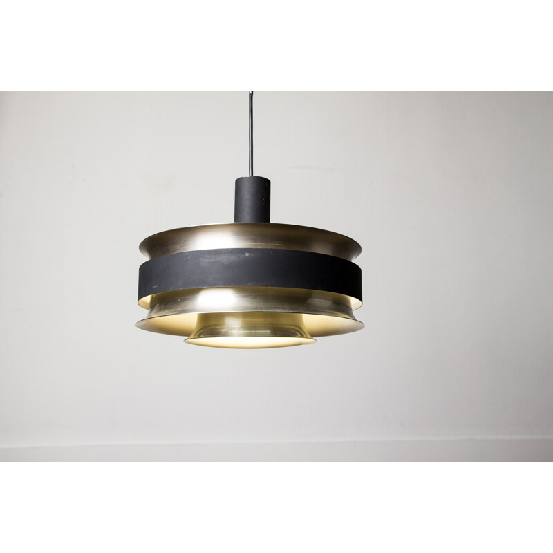 Suspension vintage en aluminium étiré couleur bronze par Carl Thore pour Granhaga première édition Danoise 