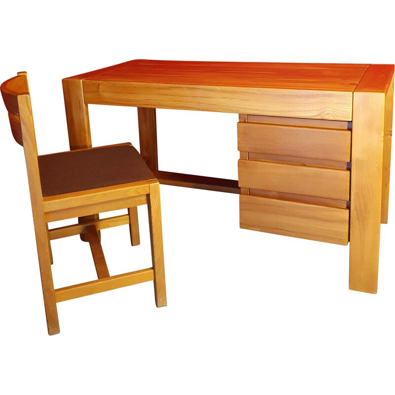 Vintage desk and chair Maison Regain - Elm - 1960