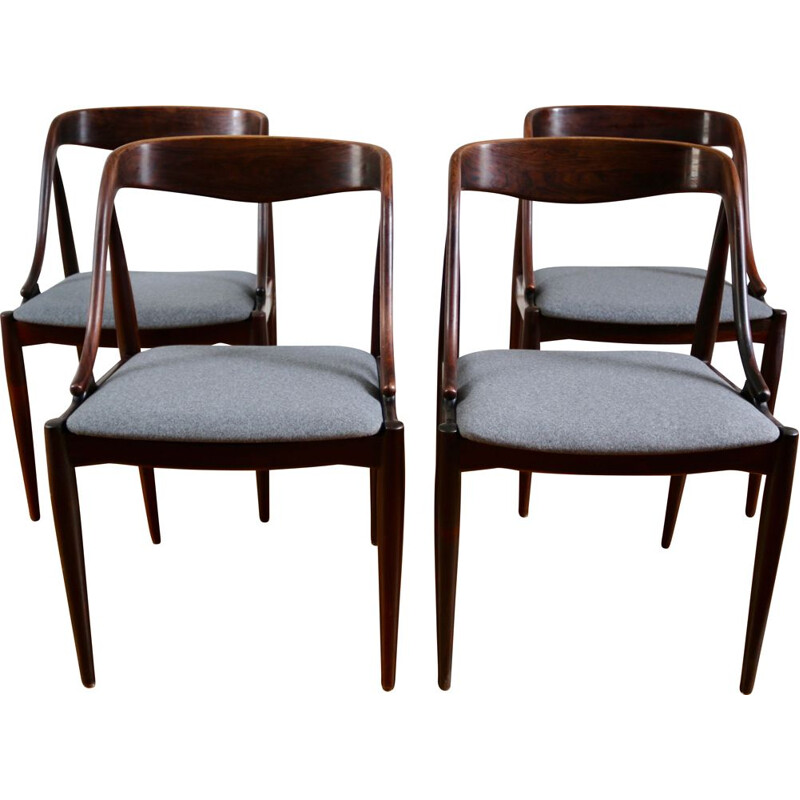 Série de 4 chaises vintage scandinaves en palissandre de rio Johannes Andersen 1960