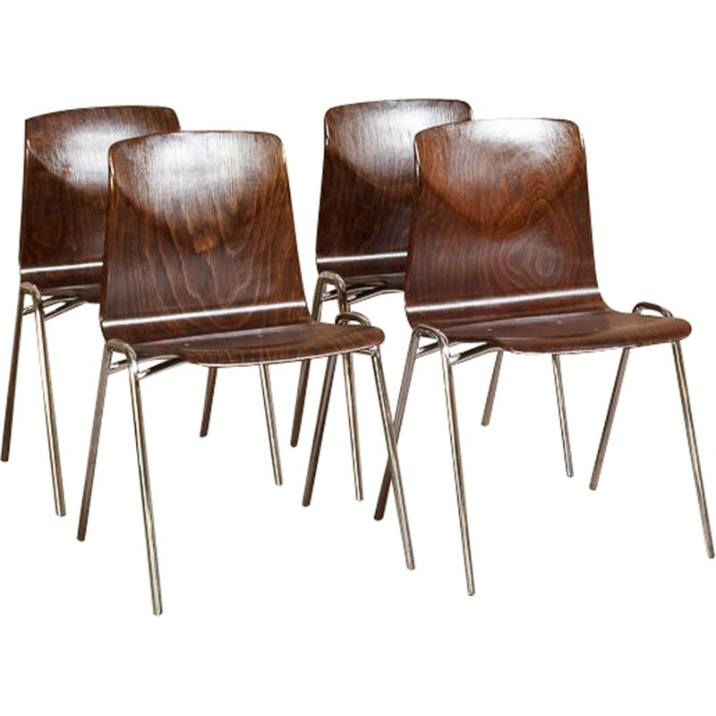 Set of 4 vintage Pagholz Pagwood Chairs Adam Stegner 1960