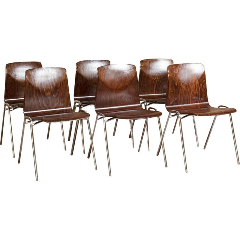 Lot de 6 Chaises vintage par Pagholz en Pagwood de Adam Stegner 1960