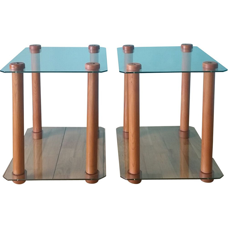 Pair of Vintage glass side tables 1970