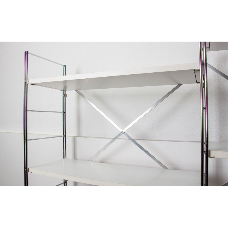 Vintage Wood and Aluminium modular shelves Ladderax 1970