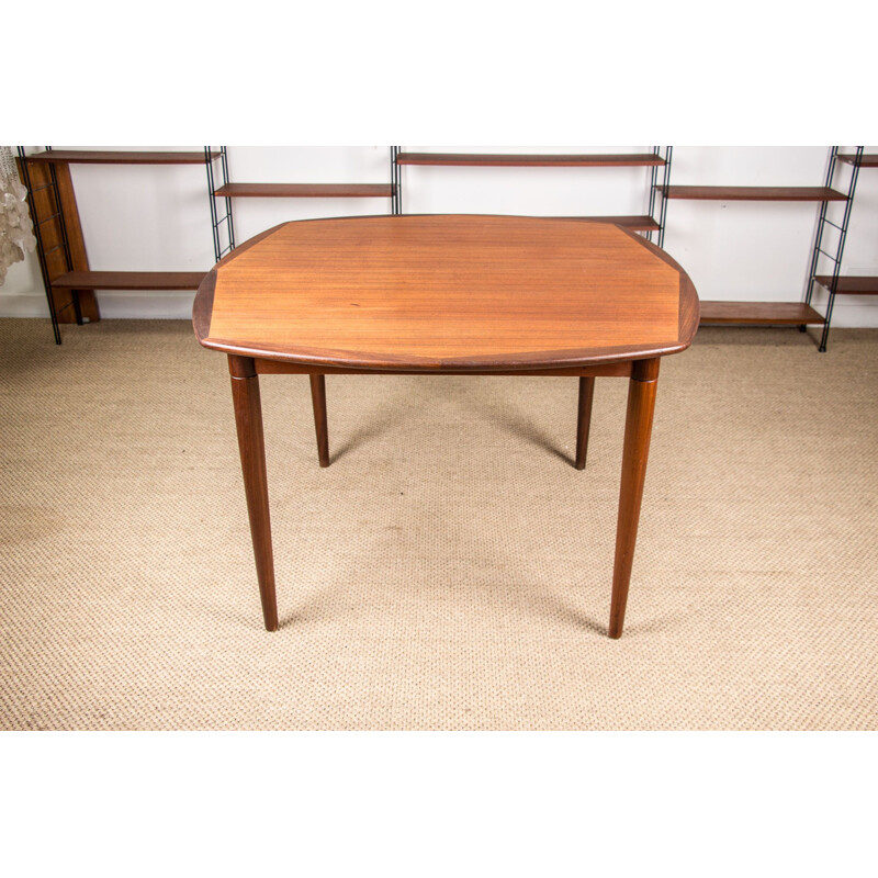 Vintage Scandinavian and Teak and Macassar solid wood dining table by Alf Aarseth for Gustav Bahus 1960.