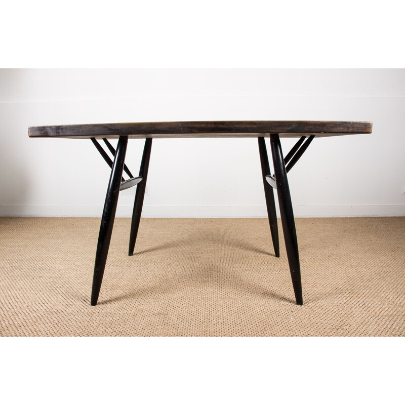 Vintage dining table in Beech stained by Ilmari Tapiovaraa for Laukaan Puu Scandinavia