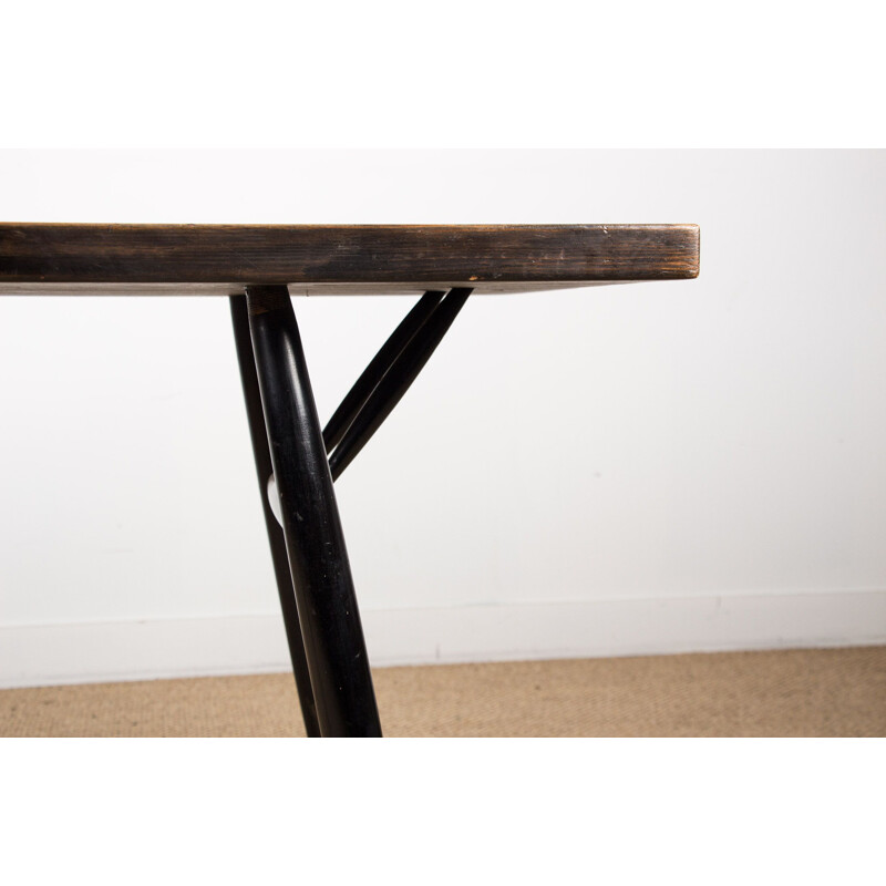 Vintage dining table in Beech stained by Ilmari Tapiovaraa for Laukaan Puu Scandinavia