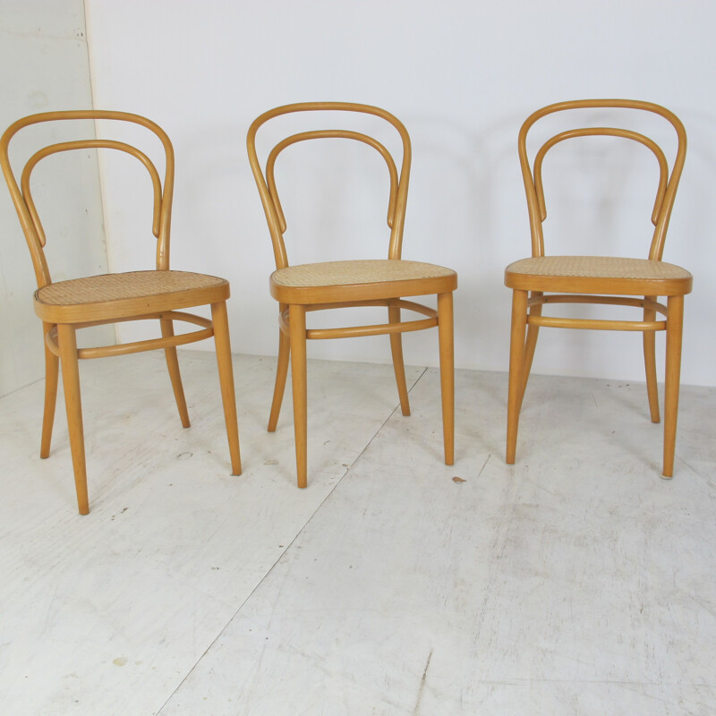 Lot de 3 chaises Vintage Beech Nr. 14 Chaise de Michael Thonet pour Thonet 1980