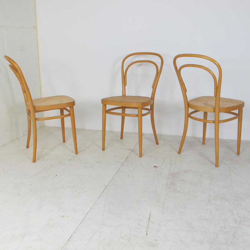 Set of 3 chairs Vintage Beech Nr. 14 Chair by Michael Thonet for Thonet, 1980s