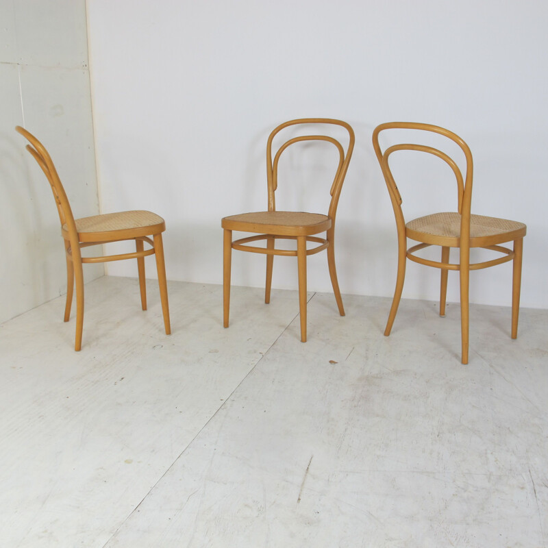 Lot de 3 chaises Vintage Beech Nr. 14 Chaise de Michael Thonet pour Thonet 1980