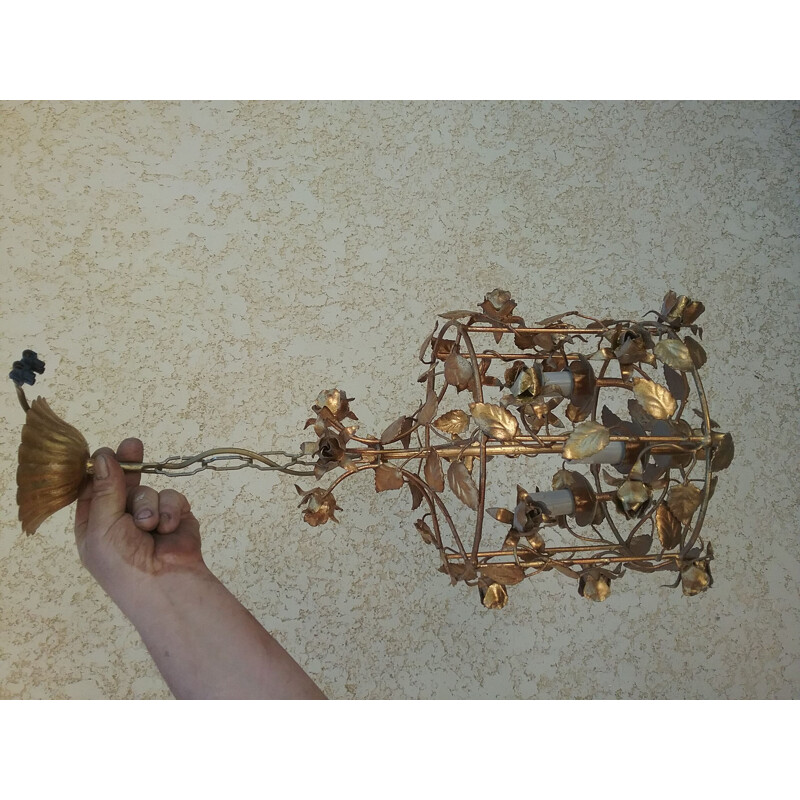 Vintage golden cage chandelier