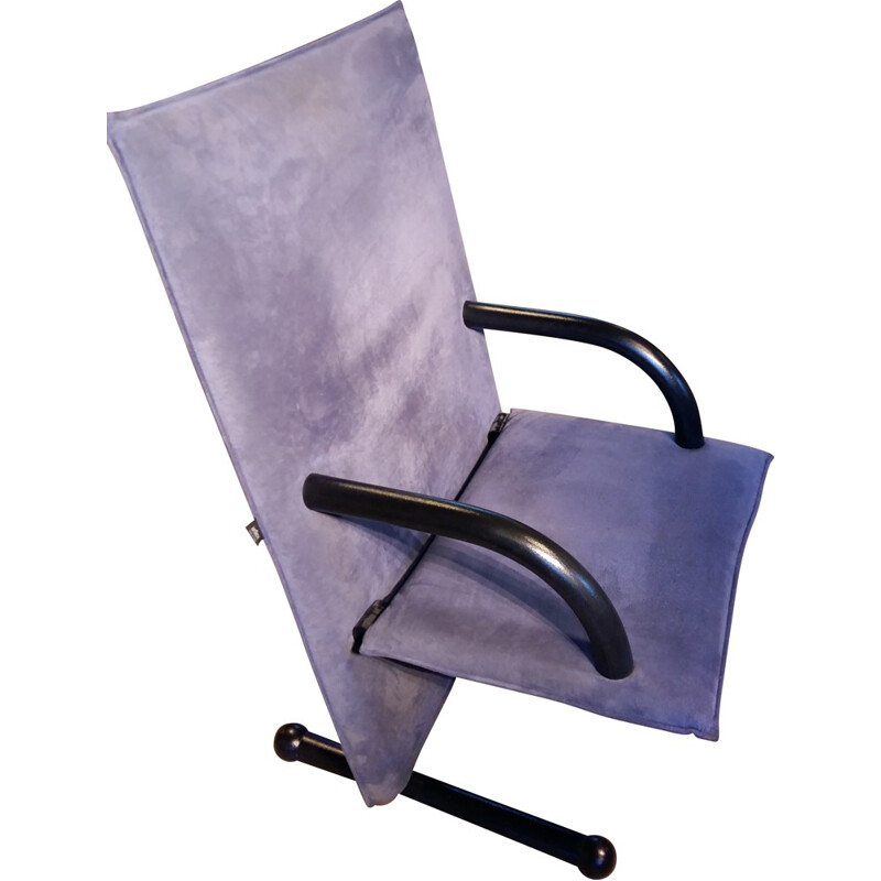 Artflex "T-Line" armchair in blue Alcantara, Burkhard VOGTHERR - 1984