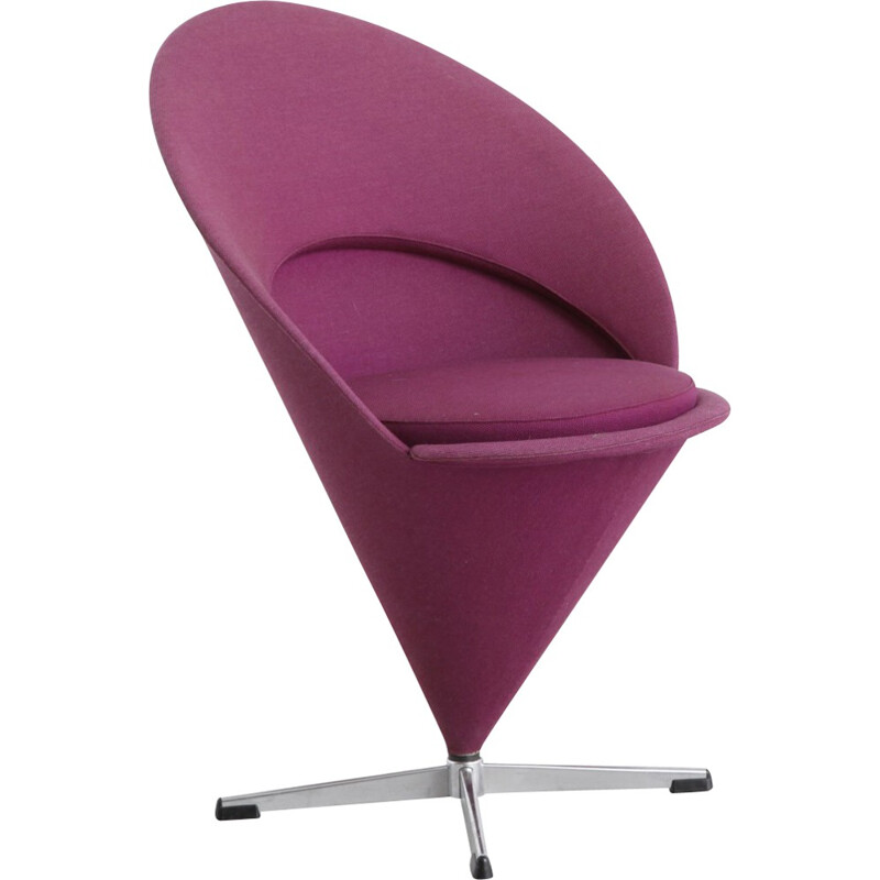 "Cone" chair in metal and purple fabric, Verner PANTON - 1958