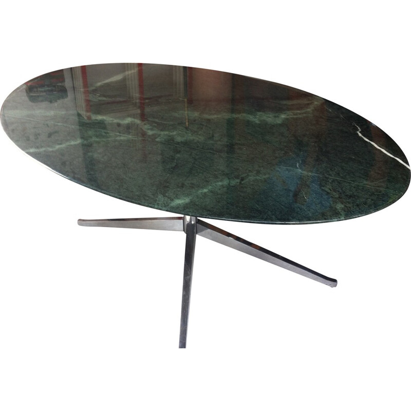 Green Marble oval table, Florence KNOLL - 1980s 