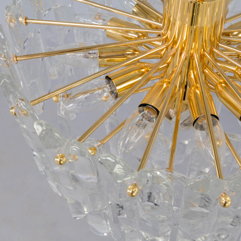Vintage brass and glass pendant hanging lamp for Kalmar J.T. 1960s