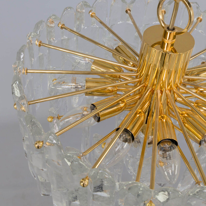 Vintage brass and glass pendant hanging lamp for Kalmar J.T. 1960s