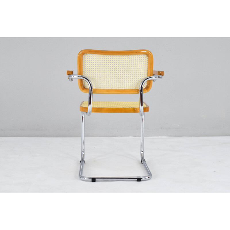 6 Mid-Century B64 Cesca Chair With Arms set by Marcel Breuer, Italy 1970s