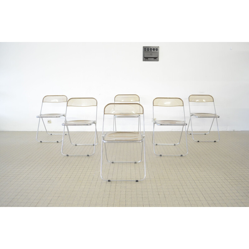 6 vintage Castelli 'plia' chairs by Giancarlo Piretti 1967