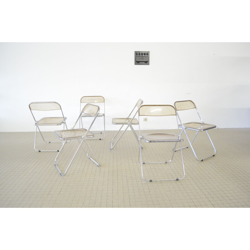 6 chaises vintage Castelli "plia" de Giancarlo Piretti 1967