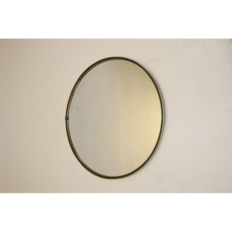 Large vintage round chrome mirror 1960s