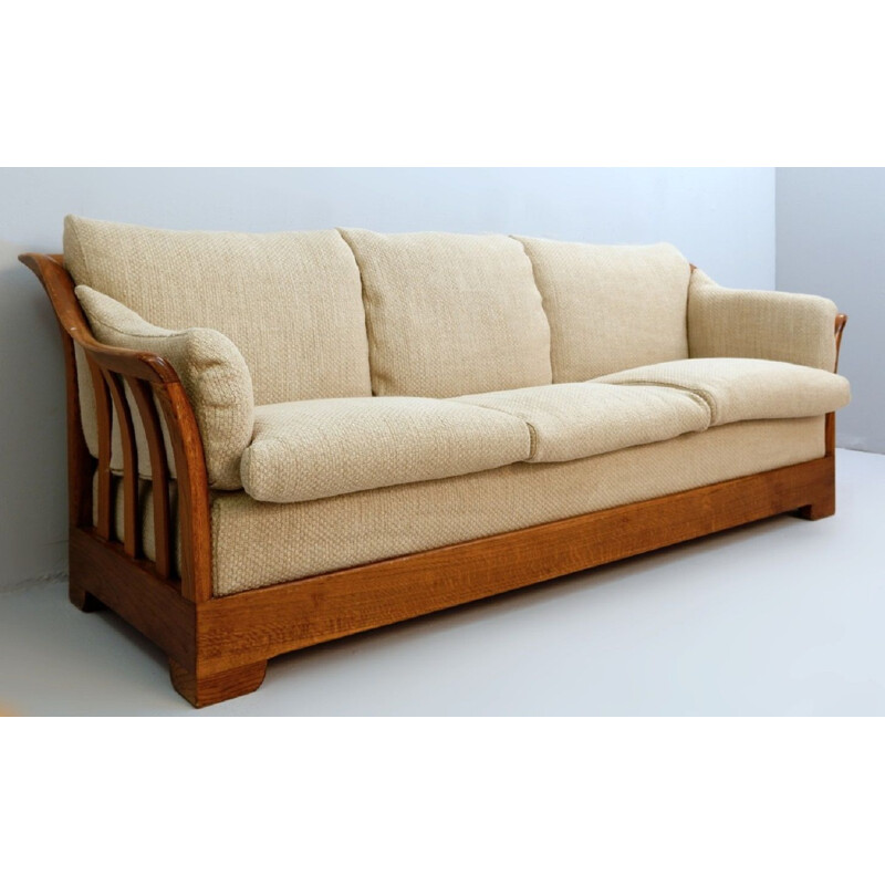 Vintage Mobil Girgi Sofa, Wood And New Upholstery