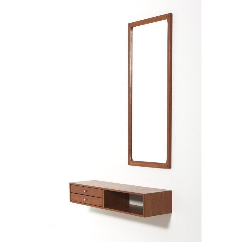 Vintage Wall Mount Cabinet With Mirror by Kai Kristiansen for Aksel Kjersgaard, Denmark 1960s