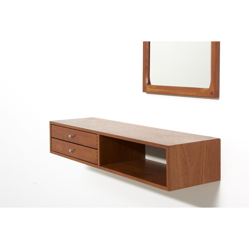 Vintage Wall Mount Cabinet With Mirror by Kai Kristiansen for Aksel Kjersgaard, Denmark 1960s