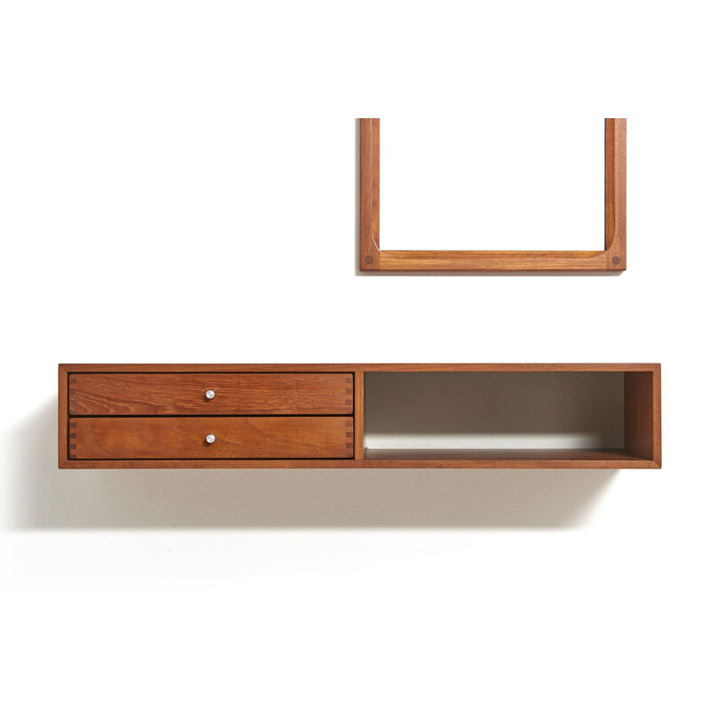 Vintage Wall Mount Cabinet With Mirror by Kai Kristiansen for Aksel Kjersgaard, Denmark 1960s