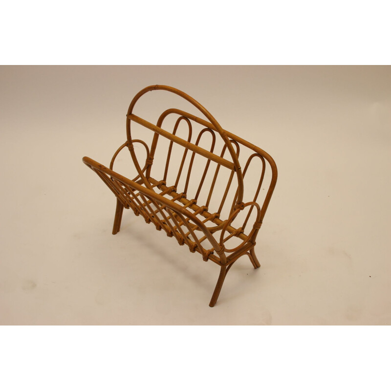 Vintage Bamboo Magazine rack light model rohe noordwolde magazine 1960