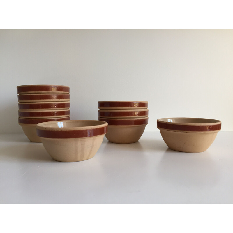 Pair of 5 Vintage Stoneware Bowls from Gien France