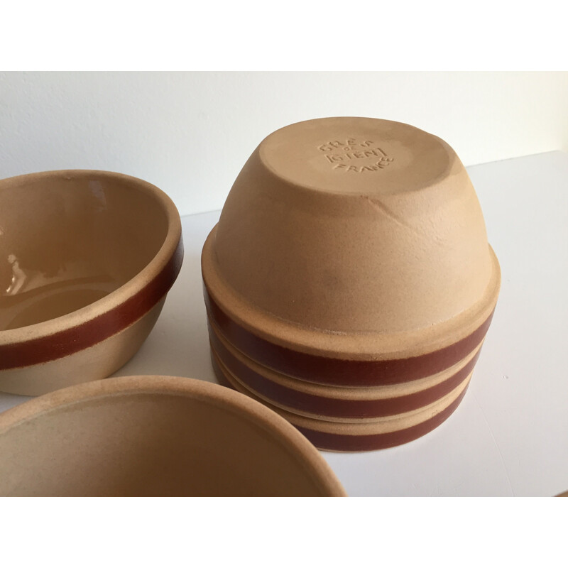 Pair of 5 Vintage Stoneware Bowls from Gien France