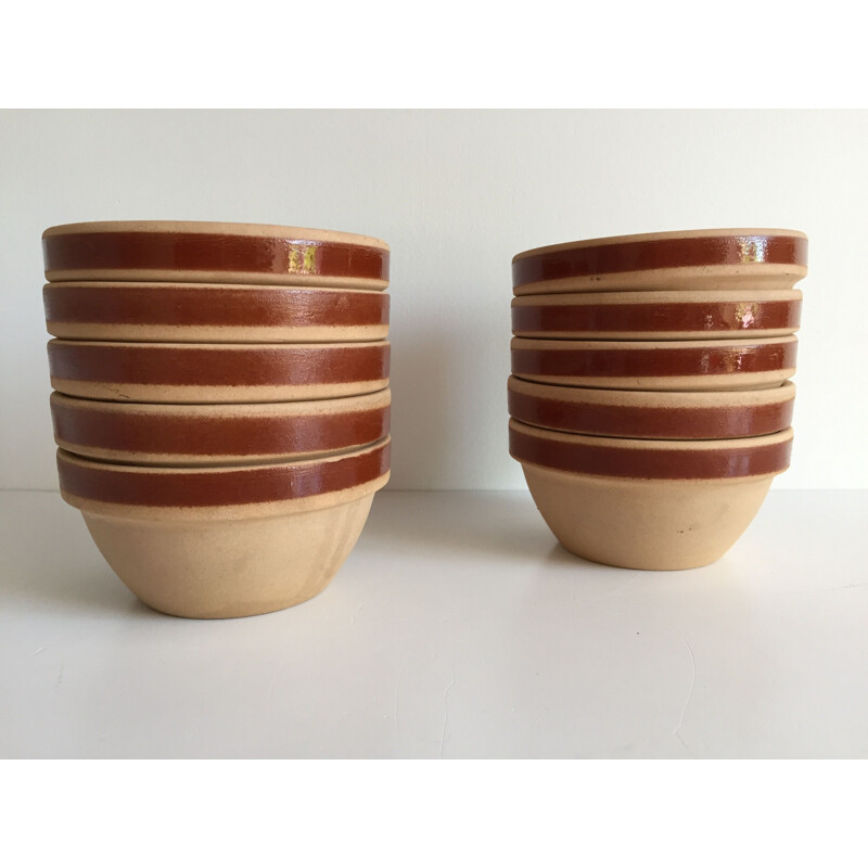 Pair of 5 Vintage Stoneware Bowls from Gien France