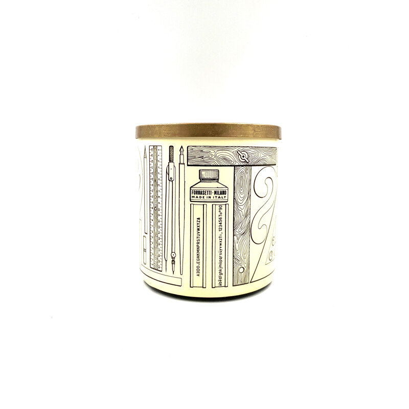 Vintage 'Riga e Squadra' Waste Paper Basket  Plant Pot, Atelier Fornasetti Piero Fornasetti 1980