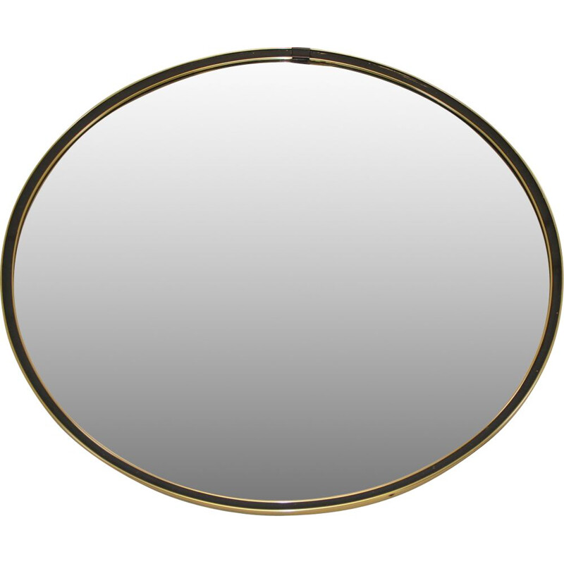 Grand miroir vintage rond chromé 1960