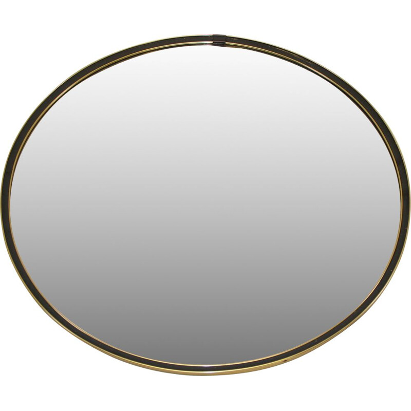 Large vintage round chrome mirror 1960s