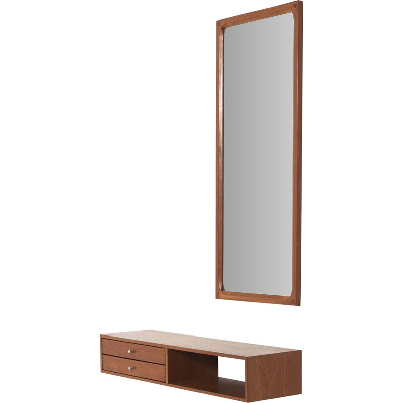 Vintage Wall Mount Cabinet With Mirror by Kai Kristiansen for Aksel Kjersgaard, Denmark 1960s