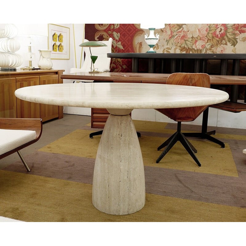 Vintage dining table in travertine by Peter Draenert For Draenert, Germany 1970