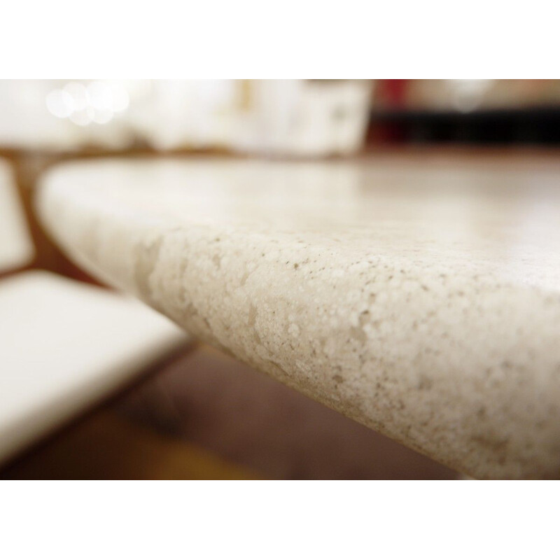 Vintage dining table in travertine by Peter Draenert For Draenert, Germany 1970