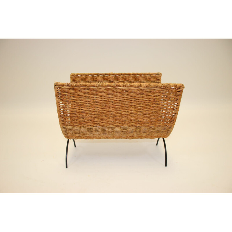 Vintage rope woven magazine rack