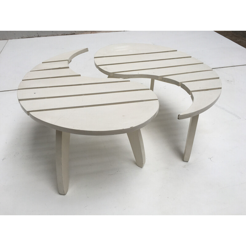 Pair of  "Yin-Yan" dining tables in lacquered wood - 1960s