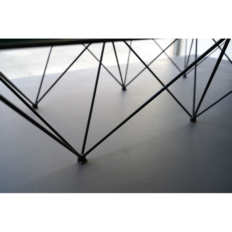 Vintage lacquered steel and thick glass coffee table model Alanda by Paolo Piva for B&B