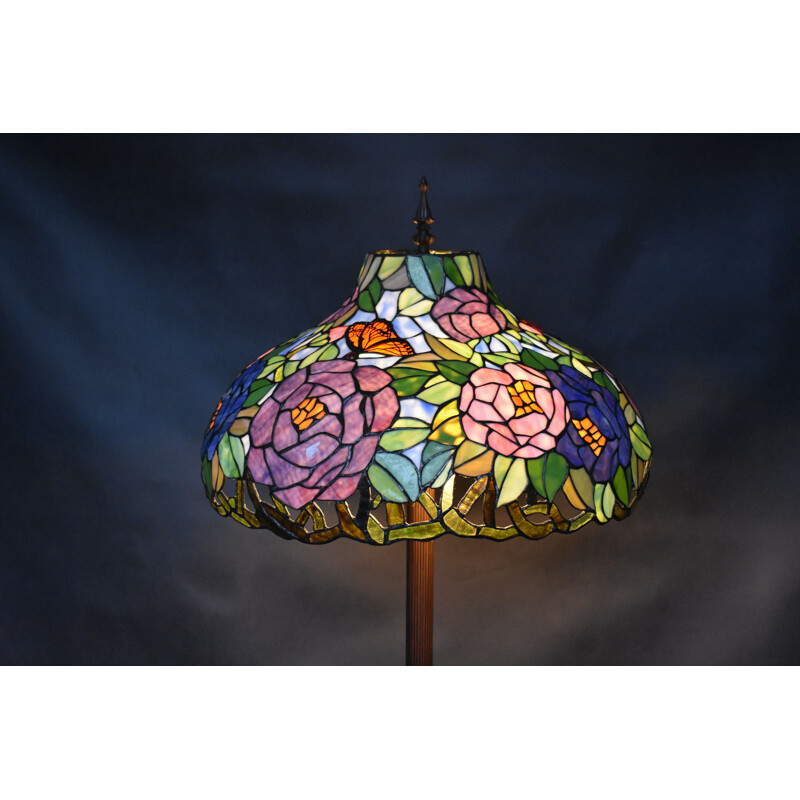 Lampadaire vintage avec un papillon Tiffany