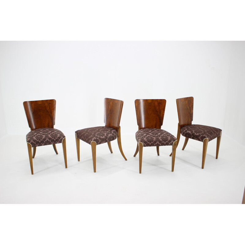 Lot de 4 chaises vintage H-214 pour UP Závody Jindrich Halabala Art Déco 1940