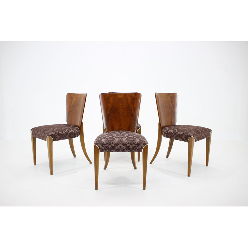 Set of 4 vintage Dining Chairs H-214 for UP Závody Jindrich Halabala Art Deco 1940s