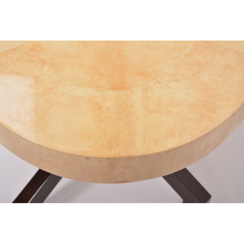 Vintage Beige Aldo Tura Oval Dining Table in Lacquered Goatskin 1970s
