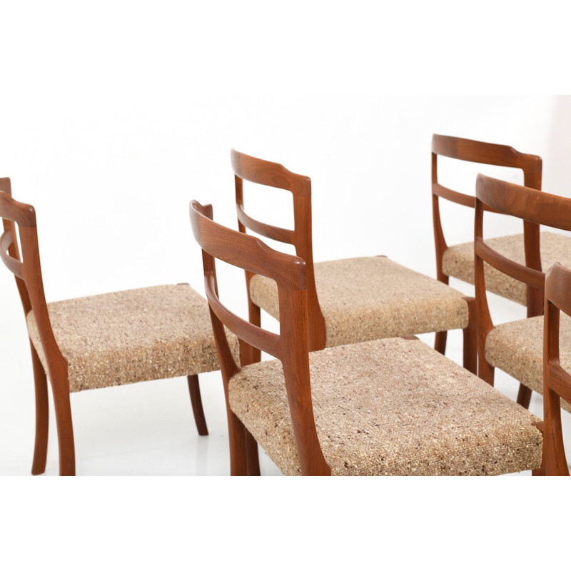 Lot de 6 chaises vintage en teck par Ole Wanscher pour le Cado 1970