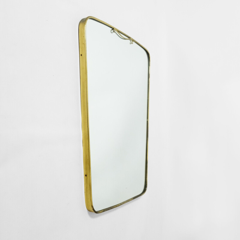 Vintage free form mirror in brass, Italy 1950