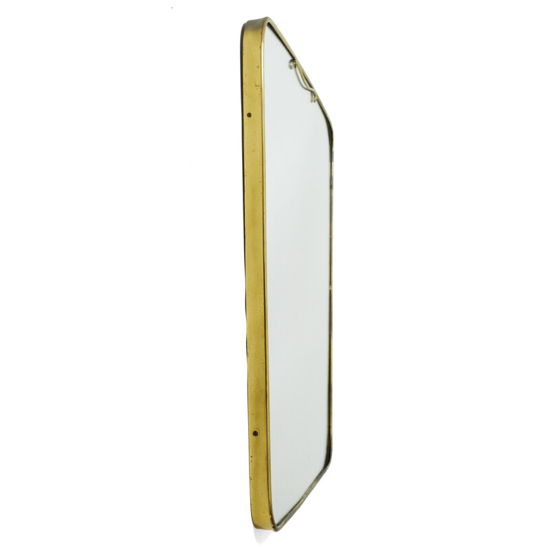 Vintage free form mirror in brass, Italy 1950