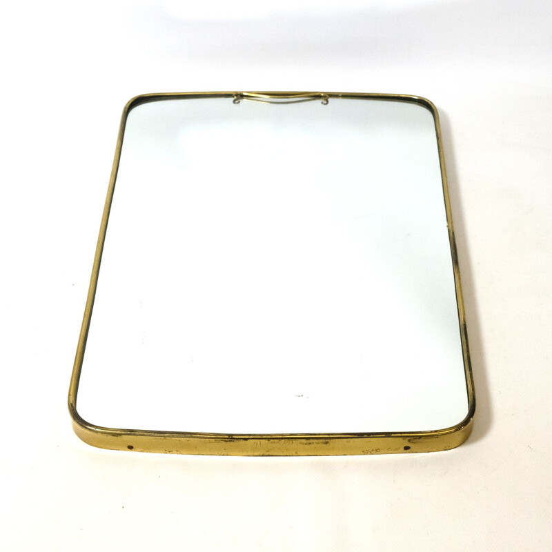 Miroir vintage de forme libre en laiton, Italie 1950