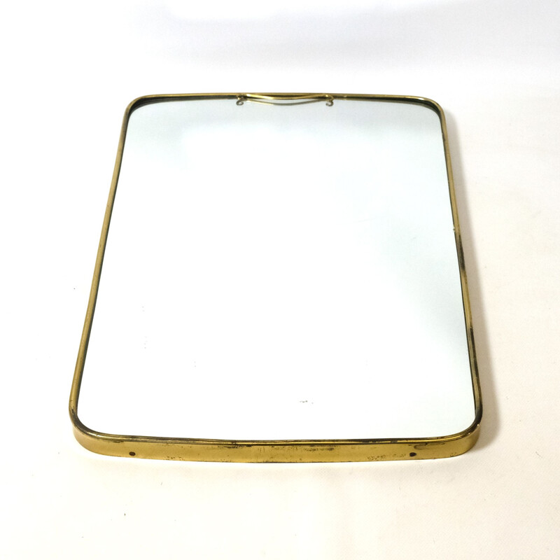 Vintage free form mirror in brass, Italy 1950